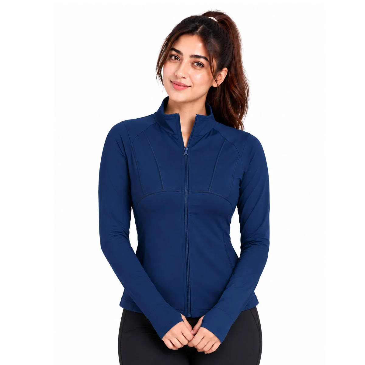 Women's Athletic Zip-Up Jacket Blue - Image 3