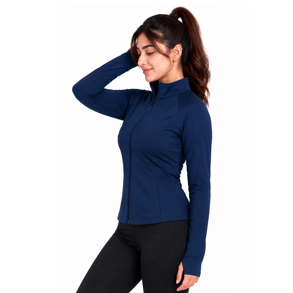 Women's Athletic Zip-Up Jacket Blue - Image 4