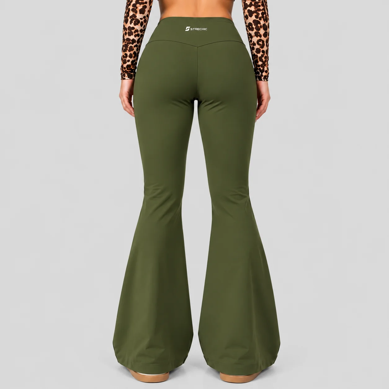 High Cross-Waist Flared Pant Olive - Image 4