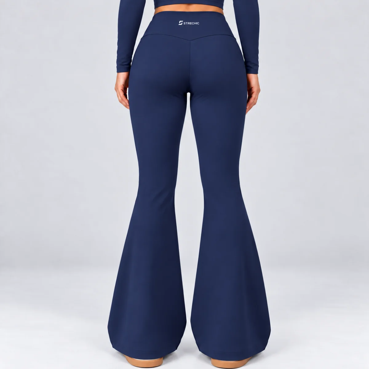 High Cross-Waist Flared Pant Blue - Image 3