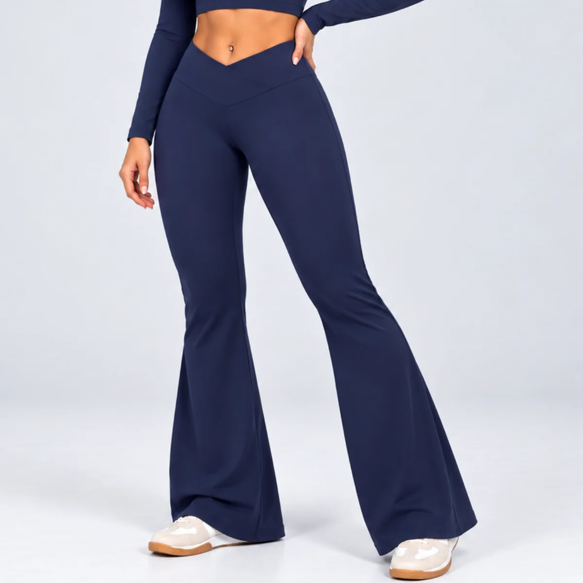 High Cross-Waist Flared Pant Blue