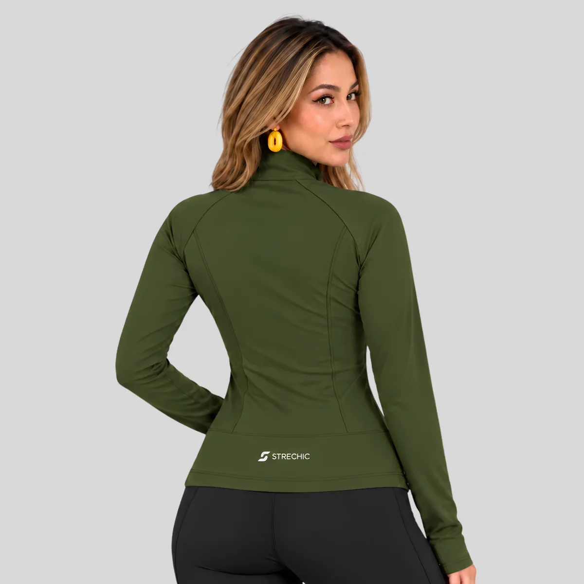Women's Athletic Zip-Up Jacket olive - Image 2