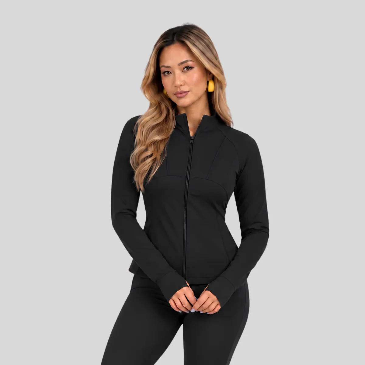 Women's Athletic Zip-Up Jacket Black